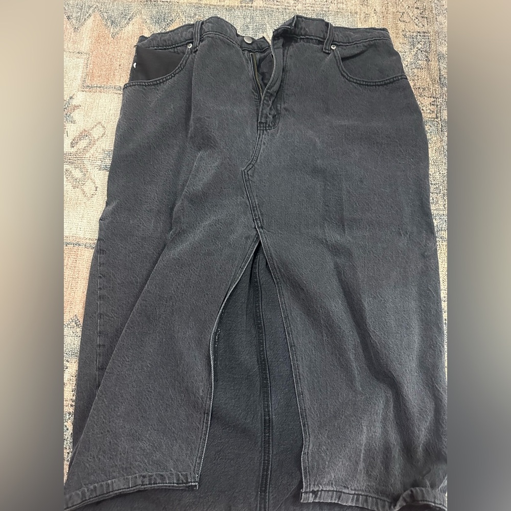 Abercrombie black faded jean skirt midi denim 18/34 high rise - Picture 3 of 3